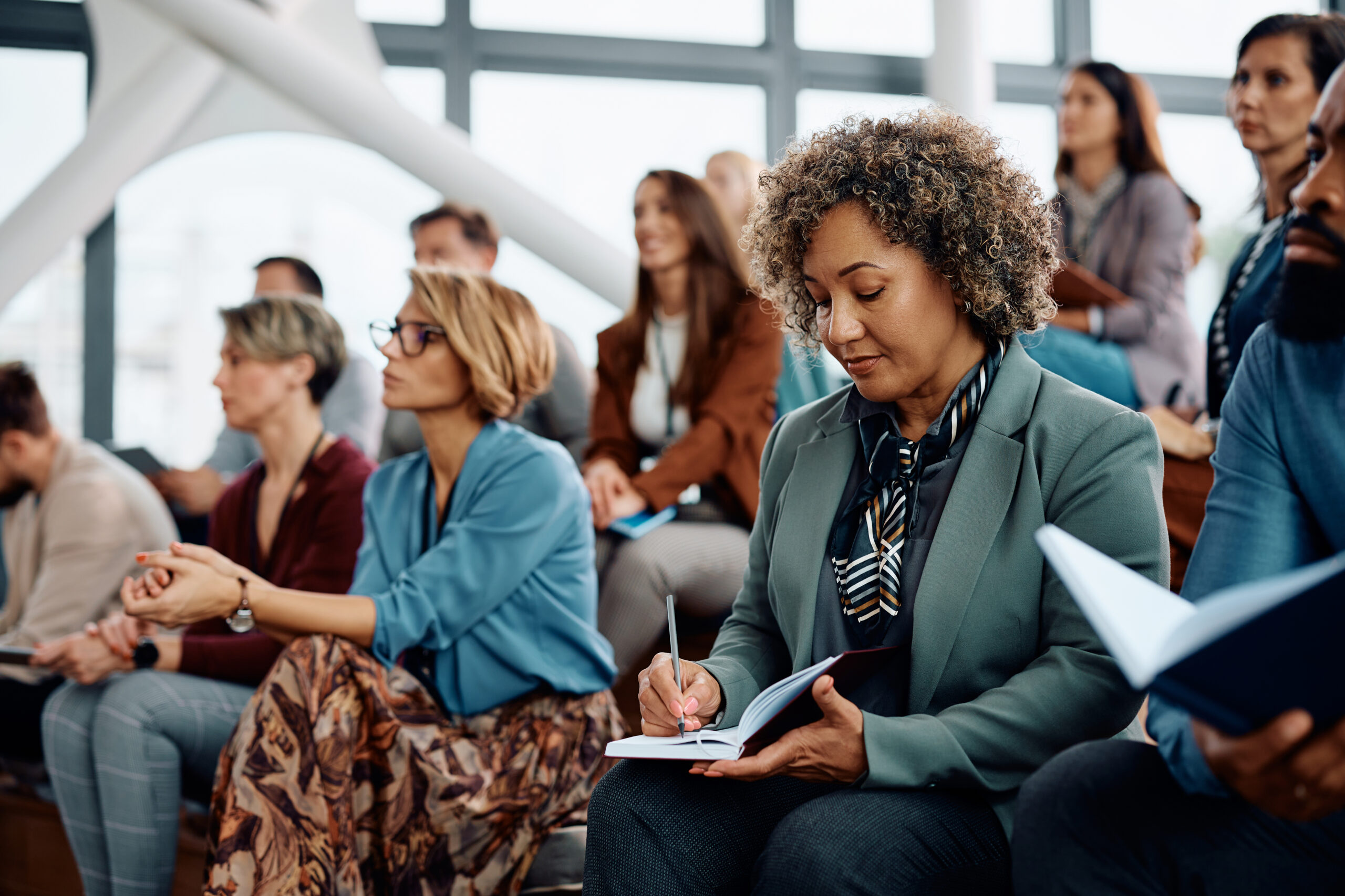 an audience attending a training session